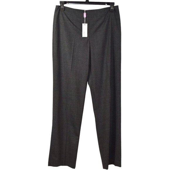 Leggiardo - Dark Grey 96% Wool Long wide leg thin dress pants women's size 12 - Picture 1 of 4